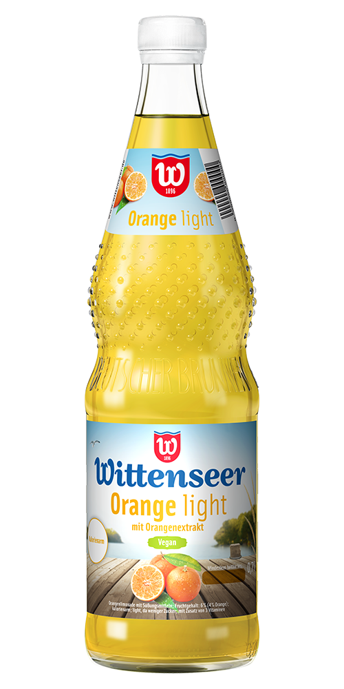 Flasche der leckeren Limonade Orange light der Wittenseer Quelle