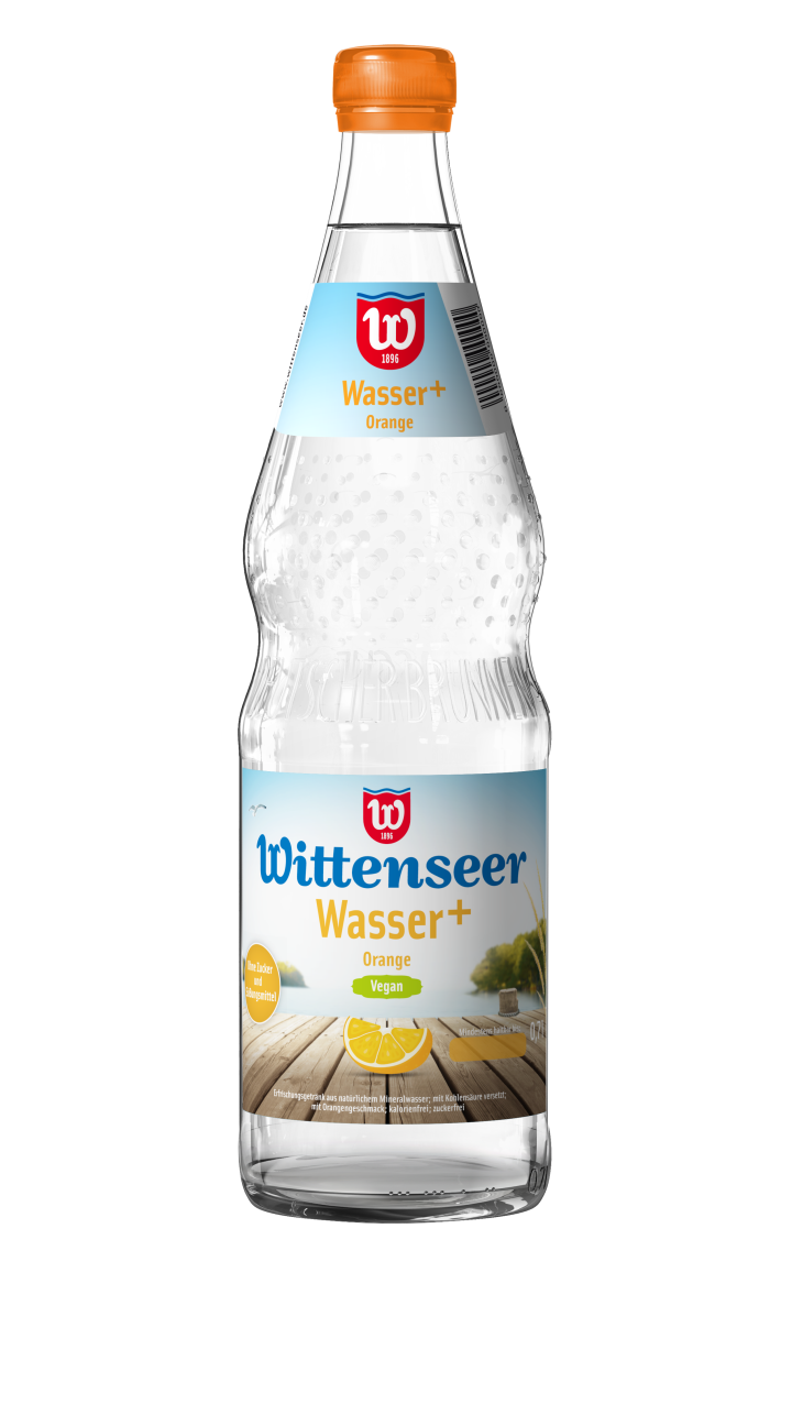 Wasser + Orange 700 ml Glasflasche